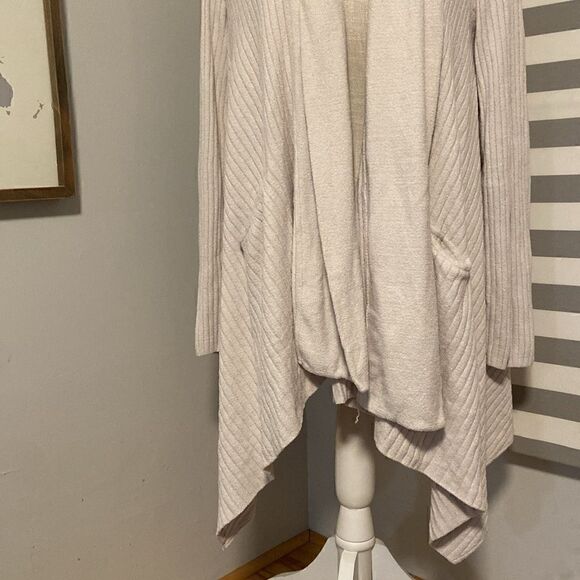 Barefoot Dreams Ivory Cozy Chic Ultra Like Long Sleeve Open Front Sweater Sz S - Picture 3 of 10
